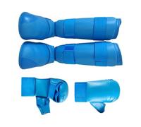 Sharplace 2 Piezas Equipo de Protección para Karate Set de Guantes para Boxeo Espinilleras con Protector Pie Material Resistente Adecuado para Entrenamiento GIM, Azul, M