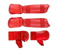 Sharplace 2 Piezas Equipo de Protección para Karate Set de Guantes para Boxeo Espinilleras con Protector Pie Material Resistente Adecuado para Entrenamiento GIM, Rojo, XS