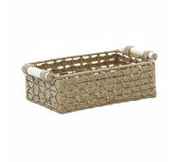 Sharplace 3 Piezas Cesta Organizadora de Papel Tejido con Asas Madera Caja Almacenaje Rectangular Cesta Artesanal Bandeja Almacenadora Adecuada para Cocina Salón Pasillo, Caqui, Pequeño 25 15 8 Cm