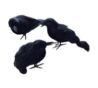 Sharplace 3 Piezas de Cuervos de Halloween, Accesorios de Decoración de Pájaros con Plumas Negras, Cuervos Artificiales Decorativos para, árboles, Exteri