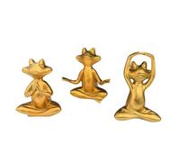 Sharplace 3 Piezas de Estatua de Rana, Figura de Rana, Bonita Decoración, Estatua de Animal de Meditación, Escultura de Resina para Escritorio de Patio, Jardín