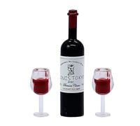Sharplace 3 Piezas de Tazas para Casa de Muñecas, Miniaturas de Botellas de Vino Y Agua, de Resina, Modelo de Muebles, Adorno, Adecuado para Decoración de Casas, Gorra roja