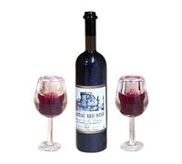 Sharplace 3 Piezas de Tazas para Casa de Muñecas, Miniaturas de Botellas de Vino Y Agua, de Resina, Modelo de Muebles, Adorno, Adecuado para Decoración de Casas, Gorra Negra