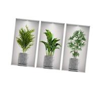 Sharplace 3 Piezas Pegatina de Planta en Maceta Decorativa de Fondo de Plantas en 3D Vinilo de Flores Auto Lámina de Hojas Removible en PVC, 45cmx23cm
