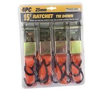 Sharplace 4 Piezas Correas Trinquete Sujeción Correas Ajustables Pesadas Correas Remolque Poliéster Metal Gancho Bloqueo Adecuadas para Transporte Motocicleta, Naranja