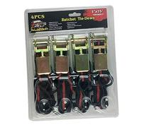 Sharplace 4 Piezas Correas Trinquete Sujeción Correas Ajustables Pesadas Correas Remolque Poliéster Metal Gancho Bloqueo Adecuadas para Transporte Motocicleta, Negro