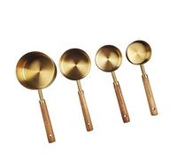 Sharplace 4 Piezas Tazas de Medir Acero Inoxidable Juego Cucharas Medidoras con Mango Madera Escala Precisa Utensilios para Cocina Apto para Hornear Cocinar Bar, tal como se describe, Taza medidora