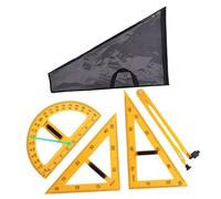 Sharplace 5 Piezas Equipo de Geometría Matemática Regla Compás Triángulo Transportador Accesorio Grande Material Resistente Adecuado para Ingenieros Oficina Esc, 4 piezas