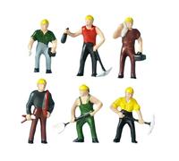 Sharplace 6 Piezas Figuras Miniatura Trabajadores Construcción Diorama 1/87 en Material PP con Rasgos Realistas Adecuadas para Exposiciones Decoración