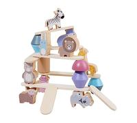 Sharplace Bloques de Construcción Apilables para Desarrollar La Habilidad de Clasificación E Inteligencia. Juego de Bloques de Madera para Apilar Y Equilibrar C, Animal