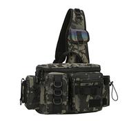 Sharplace Bolsa de Pesca Tipo Bandolera Multifuncional para Hombre, Senderismo, Camping, Actividades Al Aire Libre Y Trekking, Patrón Verde Talla S