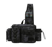 Sharplace Bolsa de Pesca Tipo Bandolera Multifuncional para Hombre, Senderismo, Camping, Actividades Al Aire Libre Y Trekking, Patrón Negro Talla L