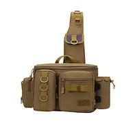 Sharplace Bolsa de Pesca Tipo Bandolera Multifuncional para Hombre, Senderismo, Camping, Actividades Al Aire Libre Y Trekking, Talla L Caqui