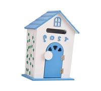 Sharplace Buzón de Madera para Pared, Ideal para Guarderías O Jardines de Infancia. Buzón de Estilo Rústico para Cartas. Medidas: 8.6 X 4.7 X 12.6 Pulgadas. Dec, Azul