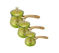 Sharplace Cafetera Turca Olla Tetera Cazo + Vaso Calentador de Café de Acero Inoxidable Mango de Madera Diseño Tradicional Patrón Grabado Adecuada para Hogar Regalos Decoración, Pattern 12