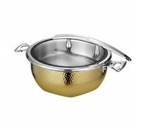 Sharplace Calentador de Acero Inoxidable 304 para Buffet Equipo Eléctrico de Servicio con Ventana de Vidrio y Silenciosa Diseño Estilizado con Asas Resistentes Adecuado para, Martillado Dorado