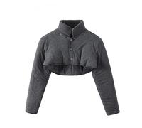 Sharplace Calentador de Hombros Envolvente Cuello Alto Botonadura Mangas Largas Algodón Puro Sensación Suave Ajuste Ceñido Adecuado para Días de Frío Trabajo en Interior, Gris Oscuro, XL 130-150斤