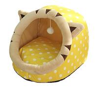 Sharplace Camas Portátiles para Gatos con Base Antideslizante, Suave para Mascotas, Ideal para Gatitos Y Cachorros, 43x40x35cm Amarillo