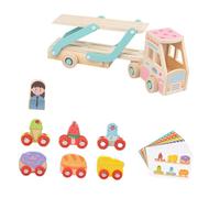 Sharplace Camión de Remolque de Madera, Camión, Vehículo de Transporte en Miniatura, Vehículo de Juguete Educativo para Niños Y Niñas, Alimento