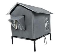 Sharplace Casa para Gato Exterior Impermeable con Refugio Elevado Cueva para Mascotas con Base Acolchada y Puerta Material Oxford y Aluminio Adecuado para, Gris Oscuro, L