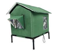 Sharplace Casa para Gato Exterior Impermeable con Refugio Elevado Cueva para Mascotas con Base Acolchada y Puerta Material Oxford y Aluminio Adecuado para, Verde, L