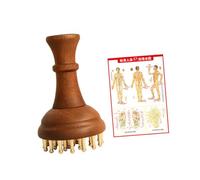 Sharplace Cepillo de masaje corporal de madera de mano con 29 dientes de latón para mujeres y hombres, herramienta de viaje para meridianos, cepillo raspador, con Imagen de Punto