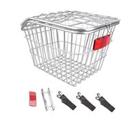 Sharplace Cesta, Cesta de Almacenamiento, Cesta Portaequipajes, Rueda Trasera, Metal, Contenedor Portátil, Gran Capacidad, Marco Reforzado, Fácil Montaje para, Plata con Tapa