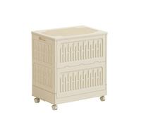 Sharplace Children Storage Bin Caja Organizadora con Tapa con Bisagras Contenedor Baúl Plegable de Plástico PP con Ruedas y Asa Construcción Reforzada y Estable, Crema, Extra Grande 66x43x71cm