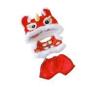 Sharplace Conjunto de Danza del León de 3 Piezas, Ropa de Peluche para Muñecas, Cómoda, Extraíble, DIY, Disfraz de año para Muñecas de 17 Cm, Rojo