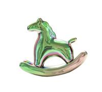 Sharplace Estatua de Caballito de Madera, Pieza de Colección, Decoración de Escritorio Hecha a Mano, Arte Electrochapado para Mostrador, Estante, Mesita de Noch, Verde, Individual