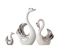 Sharplace Figura de Cisne de 3 Piezas, Adorno de Escritorio, Escultura Animal Elegante, Estatua Decorativa para Entrada, Centro de Mesa, Dormitorio, Plata Blanca, Individual