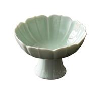 Sharplace Frutero de Cerámica con Base Elevada y Forma de Loto Bandeja Redonda Decorativa para Servir Fruta Postres y Adecuado para Familiares, verde claro, tal como se describe