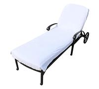 Sharplace Funda para Tumbona Playa con Bolsillo Ajustable Algodón Absorbente Banda Larga Portátil Adecuada para Piscina Playa Patio, Blanco