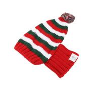 Sharplace Gorro Navideño para Perros, Gorro de Punto para Mascotas, Divertido, Decorativo, Cómodo, Calentador de Cuello Y Orejas, Capucha, Bufanda para Fiestas, Rayas Rojas, L