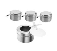 Sharplace Juego de 4 Calentadores de Alimentos con Tapa, Imprescindibles en La Cocina. Ahorran Espacio Y Son Fáciles de Limpiar. Fabricados en Acero Inoxidable.