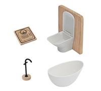 Sharplace Juego de Baño para Casa de Muñecas de 4 Piezas 1/12, Accesorios Clásicos, Kit de Muebles en Miniatura