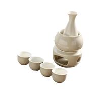 Sharplace Juego de Cerámica para Sake con Calentador de Tazas, Creativo, Resistente, 4 Tazas, Juego Profesional para Calentar Bebidas Calientes.