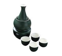 Sharplace Juego de Cerámica para Sake con Recipiente Calentador Y 4 Tazas para Beber, Verde, Individual