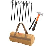 Sharplace Juego de Piquetas Resistentes para Camping con Herramientas, Portátiles, Multiusos, para de Nieve, Accesorios, 8 Anclajes de Cabeza Plana Y Bol, 40cm