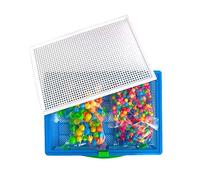 Sharplace Juego de Tablero Perforado con Clavos de ñón, Juguete de Tablero Perforado con Clavos de Botón, Juego de Motricidad Fina, Rompecabezas de, 592 Cuentas de uñas.