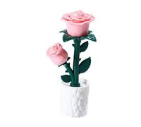 Sharplace Lámpara de Escritorio Floral con Luz Ambiental Blanca Cálida, Decoración de Mesa Creativa, Lámpara de Flores en Forma de Bloque de Construcción para, Rosa