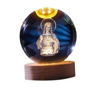Sharplace Luz de Noche Transparente de Bola con Una Base de Madera Craft Night Lamp Night Glass Glass Ball Mesa de Luz para La Mesa para La Sala de Estar Office, Mujer