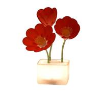 Sharplace Luz nocturna de floración automática, luz del, decoración recargable de brillo de 3 niveles ajustables lámpara de noche recargable, Rojo