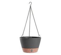Sharplace Maceta Colgante con Macetero Redondo de Plástico Cadena Metálica de Suspensión Superficie Inferior Moteada y Drenaje Moldeado Adecuada para Jardín, Anturio Colgante Negro Gris, 8 Pulgadas