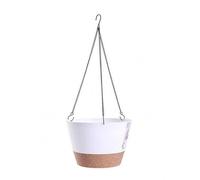 Sharplace Maceta Colgante con Macetero Redondo de Plástico Cadena Metálica de Suspensión Superficie Inferior Moteada y Drenaje Moldeado Adecuada para Jardín, Anturio Colgante Blanco, 10 Pulgadas