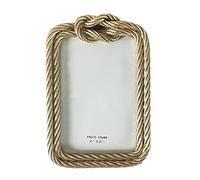 Sharplace Marco de Fotos de Resina con Cuerda de Cáñamo, Rectangular, Diseño Retro Europeo, a Prueba de Polvo, Resistente, Ideal para Fiestas, Viajes Y El Hogar, oro, 6 pulgadas