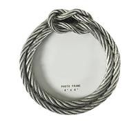 Sharplace Marco de Fotos de Resina con Cuerda de Cáñamo, Rectangular, Diseño Retro Europeo, a Prueba de Polvo, Resistente, Ideal para Fiestas, Viajes Y El Hogar, PLATA, 4 pulgadas