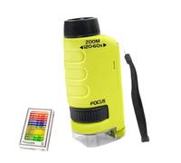 Sharplace Mini Microscopio Portátil, Microscopio de Bolsillo con Brazo de 60-120x Y Luz, Amarillo con espécimen