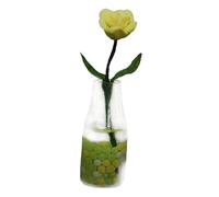 Sharplace Miniatura de Flor de Micro Paisaje con Jarrón de Cristal, Juguete de Resina para Niños, Modelo de Mini Flor para Casa de Muñecas a Escala 1/6 Y 1/12, Mezclar Rosa Amarilla