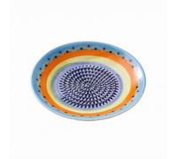 Sharplace Molinillo de de Cocina Placa Trituradora de Cerámica Manual con Borde Decorativo para Hacer Adecuado para Preparar Alimentos Hogar, Multicolor, Multicolor Con Franjas Y Puntos